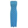 Vestido Midi Plissado Estilo Novo Primavera-Verão 2026 Sem Mangas Emagrecedor com Gola Redonda Pulôver, Elegante Vestido com Estampa de Linhas para Mulheres