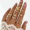 Joyería de Mano Europea y Americana Transfronteriza Más Vendida, Conjunto de Anillos Abiertos Articulados de Diseño Nicho, Anillos Apilables, Accesorios de Moda
