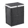 Nova Cesta Dobrável para Roupas Sujas de Plástico com Rattan Sintético Tecido à Mão Cesta de Armazenamento para Quarto Banheiro com Tampa Roupas Sujas com Forro