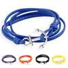 Pulseira de couro PU estilo retrô náutico não convencional europeu e americano, pulseira retrátil, corrente de mão com âncora de dois anéis, joias Yiwu