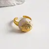 Anillo abierto redondo con diseño floral de goteo de aceite transfronterizo europeo y americano, anillo para dedo índice estilo vintage de lujo ligero, joyería de alta gama de lujo ligero para mujer