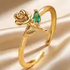 Anillo de Flor de Rosa de Cobre y Circonita de Lujo Ligero Transfronterizo Europeo y Americano para Mujer con Diseño Tridimensional Anillo Abierto Floral para Dedo Índice