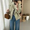 Casaco Trench Curto Casual Loose de Estilo Coreano para Outono e Primavera 2026 com Cordão na Barra e Gola Alta para Mulheres Baixas