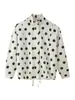 Chaqueta Retro de Lunares con Cuello Alto Corto Venta Caliente en AliExpress Dobladillo Elástico Manga Larga Cremallera Ropa de Abrigo