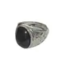 Anel Masculino Quadrado Oval Generoso de Latão Banhado a Ouro Incrustado com Areia de Obsidiana Ouro Fabricante Atacadista de Suprimentos para Barracas de Rua Masculinas