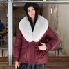 Moda Invierno 2026 Estilo Coreano Elegante Chaqueta de Algodón con Cuello Grande de Piel para Mujer, Abrigo acolchado corto simple de ajuste holgado engrosado