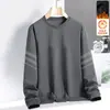 Sudadera para hombre de otoño e invierno con forro polar, top casual tipo jersey de cuello redondo, chaqueta de corte holgado, camisa básica versátil, de manga larga y cálida