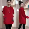 Moletom Crewneck Tendência Estilo Coreano Tamanho Plus com Dois Bolsos para Mulheres, Nova Moda Primavera e Outono 2025 Peça de Roupa Externa Solta Emagrecedora