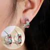 Pendientes de Moda Estilo Europeo Lujo Ligero con Circonita Incrustada en Forma de Corazón Venta Caliente Temperamento de Gama Alta Moda Súper Brillantes Corazón de Melocotón Pendientes Versátiles