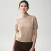 Suéter de punto de cachemira, cuello alto de ochos, top de otoño de manga corta para mujer, novedad, efecto adelgazante, estilo simple y retro