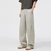 Pantalones casuales de trabajo de estilo americano de Tencel, plisados desestructurados, para hombre, nueva colección de primavera, marca de alta gama moderna, pantalones de pierna ancha curvados al por mayor