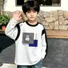 Camiseta de Manga Larga 100% Algodón para Niños, Estilo Nuevo Primavera y Otoño, Top de Raglán con Dibujos Animados para Niños Medianos y Grandes, Capa Base para Bebé, Moderna