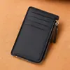 Nuevo tarjetero para hombre y mujer, monedero ultra delgado con cremallera, tarjetero bancario integrado simple, porta-identificación, mini tarjetero