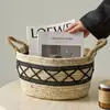 Cesta de Almacenamiento de Ratán Personalizada Cesta de Almacenamiento de Cuerda de Maíz Sala de Estar Dormitorio B&B Decorativa de Gran Capacidad Cesta de Lavandería