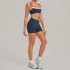 Conjunto de yoga de bloques de color transfronterizo para mujer, ajustado, para fitness, deportes al aire libre, conjunto de dos piezas 2209+8102