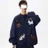 Cardigan Grueso Retro Trendy Bordado de Toalla para Hombre de Primavera y Otoño Marca Trendy Chaqueta Abrigo Casual Versátil para Pareja