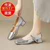 Zapatos Mary Jane Retro Franceses para Mujer 2026 Otoño Nuevos Punta Cuadrada Suela Suave Tacón Grueso Correa Única Zapatos de Moda Elegantes