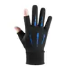 Luvas de seda gelada com proteção solar de meio dedo para o verão, unissex, para ciclismo ao ar livre, com dois dedos expostos, toque fresco, alta elasticidade, antiderrapantes, luvas finas para dirigir