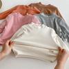 Ins invierno estilo coreano infantil estilo occidental forro polar cálido manga larga hombres y mujeres bebé color liso todo a juego camiseta interior