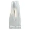 Calça estilo americano com perna curva, calça de moletom larga de outono com cordão na cintura elástica, design desconstruído, calça masculina da moda plus size de comprimento total