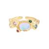 694 Estilo coreano ins Niche Design Micro-incrustado Colorido Zircon Sintético Moonstone Textura Textura Sterling Silver S925 Anel