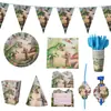 Bandeja de papel con diseño de dinosaurio Tiranosaurio Rex para fiesta de cumpleaños de niños, nueva en Amazon