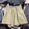 Shorts Cargo Grises de Secado Rápido para Mujer, Pantalones de Verano Delgados de Cintura Alta Sueltos de Pierna Ancha para Personas Pequeñas, Pantalones Casuales Americanos de Tres Puntos