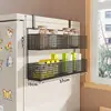 Prateleira de geladeira de cozinha multi-funcional para armazenamento e uso doméstico, multicamadas, sem furos, para filme plástico, sacola e cesta de armazenamento de temperos
