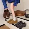 Zapatos Retro Versátiles con Aumento Interior de Piel para Mujer 2025 Otoño e Invierno Nuevos Zapatos de Algodón Mocasines Forrados de Borrego Cálidos Zapatos Pequeños de Piel