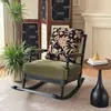 Mecedora Retro Francesa para Uso en Casa, Sillón Reclinable Perezoso de Perla para Ocio, Mecedora de Sofá Individual de Diseñador de Madera Maciza