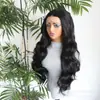 Peruca Tendência Popular para Mulheres, Estilo Fofo, Frontal de Renda Preta, Cabelo Longo Cacheado, Estoque Pronto de Fábrica, Fibra Matte de Alta Temperatura, Cabeça Inteira