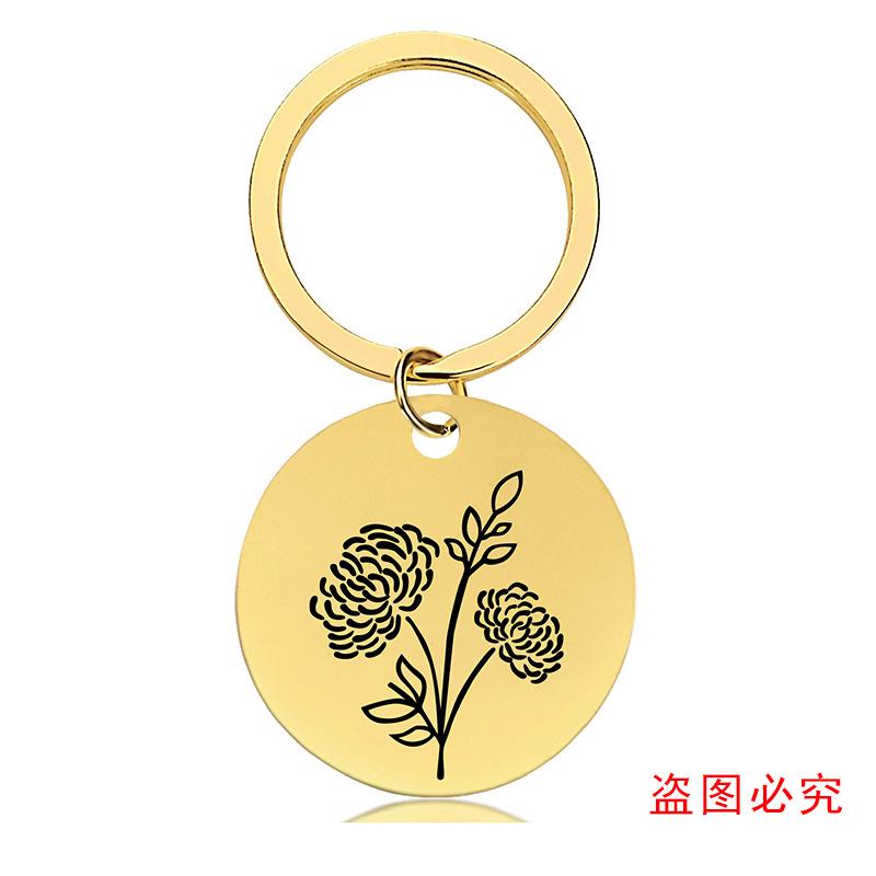 十二月份花朵黑+金圆牌钥匙扣单张图-22