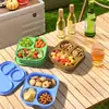 Caja de Snacks de Silicona, Fiambrera Portátil a Prueba de Fugas, Fiambrera Apta para Microondas, Fiambrera Compartimentada de Silicona de Grado Alimenticio