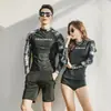 Traje de Buceo para Pareja Traje de Baño de Manga Larga Dividido para Mujer Traje de Playa