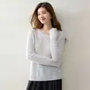 Suéter de punto de corte holgado con estampado ondulado para mujer, nuevo estilo otoño/invierno, cuello redondo, top simple y casual de manga larga