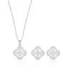 Aretes y Collar Set de Cobre Perla Brillante Lleno de Circonio Trébol de Cuatro Hojas No se Desvanece para Mujer Joyería de Lujo Ligero de Alta Gama Transfronteriza