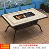 Mesa de Jantar para Churrasco Mesa para Pátio Externo Assadeira Elétrica Assadeira a Carvão Chapa de Ferro Mesa Única de Alumínio Fundido para Exterior Mesa Longa para Jardim