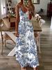 Vestidos Europeos y Americanos 2025 Venta Caliente Estampado Digital Tendencia de Moda Primavera y Verano Estilo D Vestido Largo con Tirantes Floral para Mujer