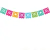 Guirnalda Cuadrada de Fieltro para Fiesta Mexicana Bandera del Día de Muertos Decoración de Fiesta de Piñata Guirnalda Hueca Colorida