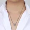 Pingente de Prata Esterlina S925 Seis Caracteres Palavras Verdadeiras Colar Masculino e Feminino Tendência Personalidade Versátil Corrente de Suéter Casal Ins Aço Titânio