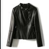 Heavy Slim-Fit de alta qualidade leve revestido pele de carneiro couro das mulheres novo colar vertical elefante cinza couro curto jaqueta de motocicleta