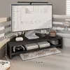 Soporte Elevador para Monitor de Computadora de Esquina, Bandeja para Teclado, Trípode de Escritorio, Almacenamiento Multinivel