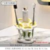 Portacepillos de Dientes al por Mayor Forma de Flor Cerámica Sin Taladro Baño Taza para Enjuague Bucal Estante para Cepillos de Dientes Montado en Pared Herramientas Dentales