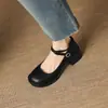 Sapatos Casuais de Novo Estilo com Salto Médio Bloco, Design Simples de Tiras Cruzadas Rasas, Sapatos de Princesa, Mocassins, Tamanhos 33-43, Sapatos de Exportação