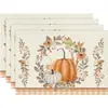 Amazon Halloween Acción de Gracias Mantel Individual Calabaza Hoja de Arce Mantel Individual Pavo Otoño Decoración de Mesa Aislamiento Térmico Mantel de Mesa