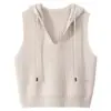 Colete de Tricô com Capuz para Mulheres 2026 Primavera, Outono e Inverno Novo Estilo Solto Peça de Sobrepor Colete Camada Pura Lã Sem Mangas Jaqueta Tendência