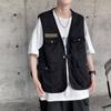 Sobretudo colete de verão masculino sem mangas retrô rua maré marca maré alta rua estilo hong kong personalidade jovem rufiões