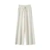 Pantalones de Pierna Ancha Perezosos Consinee 100% Cachemira Pura Tejidos para Mujer, Sueltos y Versátiles, Dobladillo Enrollado, Pantalones Rectos de Cintura Alta