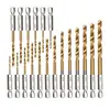 13 Peças Broca Helicoidal de Cabo Hexagonal Aço Rápido Furadeira Elétrica para Furar Madeira Plástico Jogo Combinado de Brocas Helicoidais Revestidas de Titânio