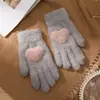 Guantes Cálidos Estilo Coreano para Invierno, Engrosados para Ciclismo, Separados por Dedos, a Prueba de Frío, Felpa de Cristal de Terciopelo para Pantalla Táctil, Lindos para Mujer Estilo Nuevo